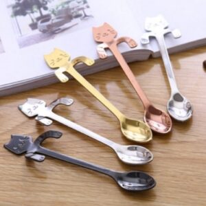 Cross-border 304 Stainless Steel Spoon Cartoon Cat Handle Hanging Coffee Spoon