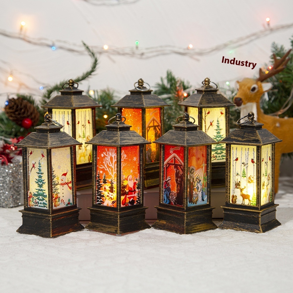 Christmas Portable Oil Lamp Santa Claus LED Night Lights Battery Powered Indoor Outdoor Hanging Lanterns Festive Party Decoration - Image 7