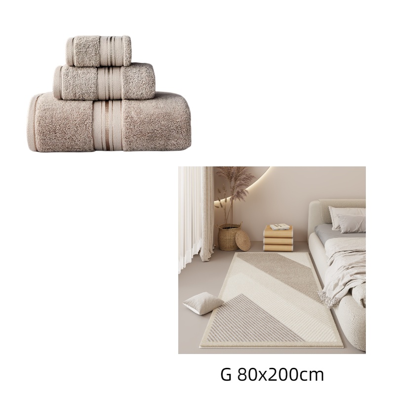 Pure Color Thick Cotton Bath Towel Set Towel Set Increased Pure Cotton Beach Towel Beauty Salon Bath Towel - Image 6
