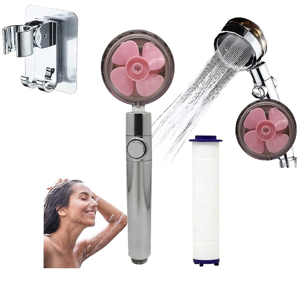 Propeller Driven Shower Head With Stop Button And Cotton Filter Turbocharged High Pressure Handheld Shower Nozzle - Image 2