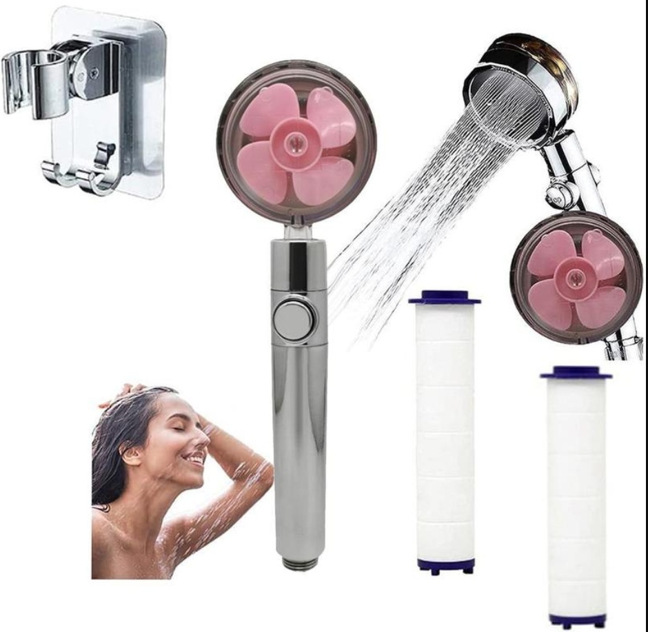 Propeller Driven Shower Head With Stop Button And Cotton Filter Turbocharged High Pressure Handheld Shower Nozzle - Image 10